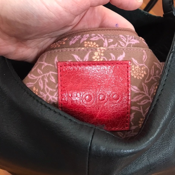 HOBO Black Leather Beaded Flap Bag Purse - Picture 6 of 7